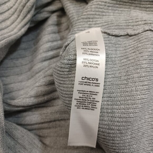Chicos Top Gray Ribbed Knit Cowl Neck Pullover Sweater Womens Small Chicos 0 - Picture 4 of 8